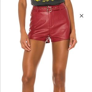 Red faux leather shorts from Revolve